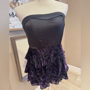 NWT! STUDIO Y Velvet and Satin Detail Black and Purple Corset Top